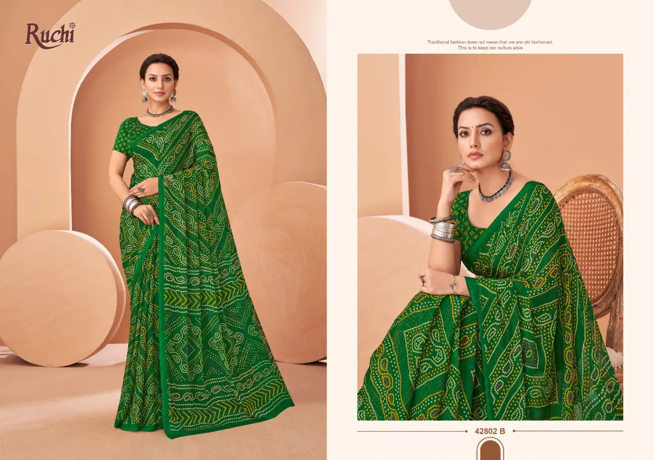 Star Chiffon 195 By Ruchi Chiffon Daily Wear Sarees Wholesale Market In Surat With Price